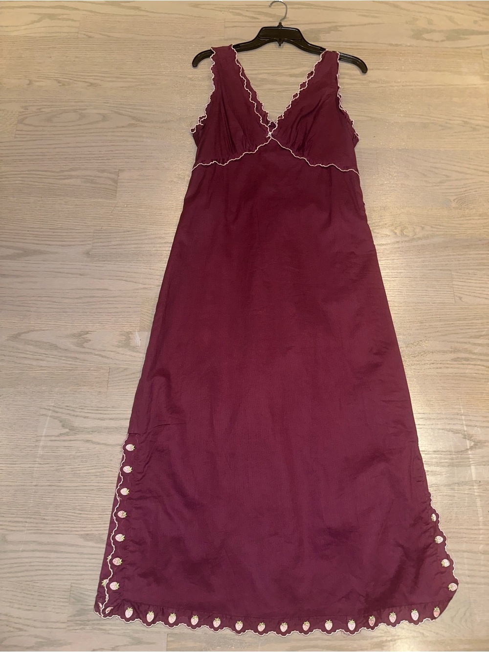 Jacqui E Plum Maxi Dress with Contrast Scallop Trim
